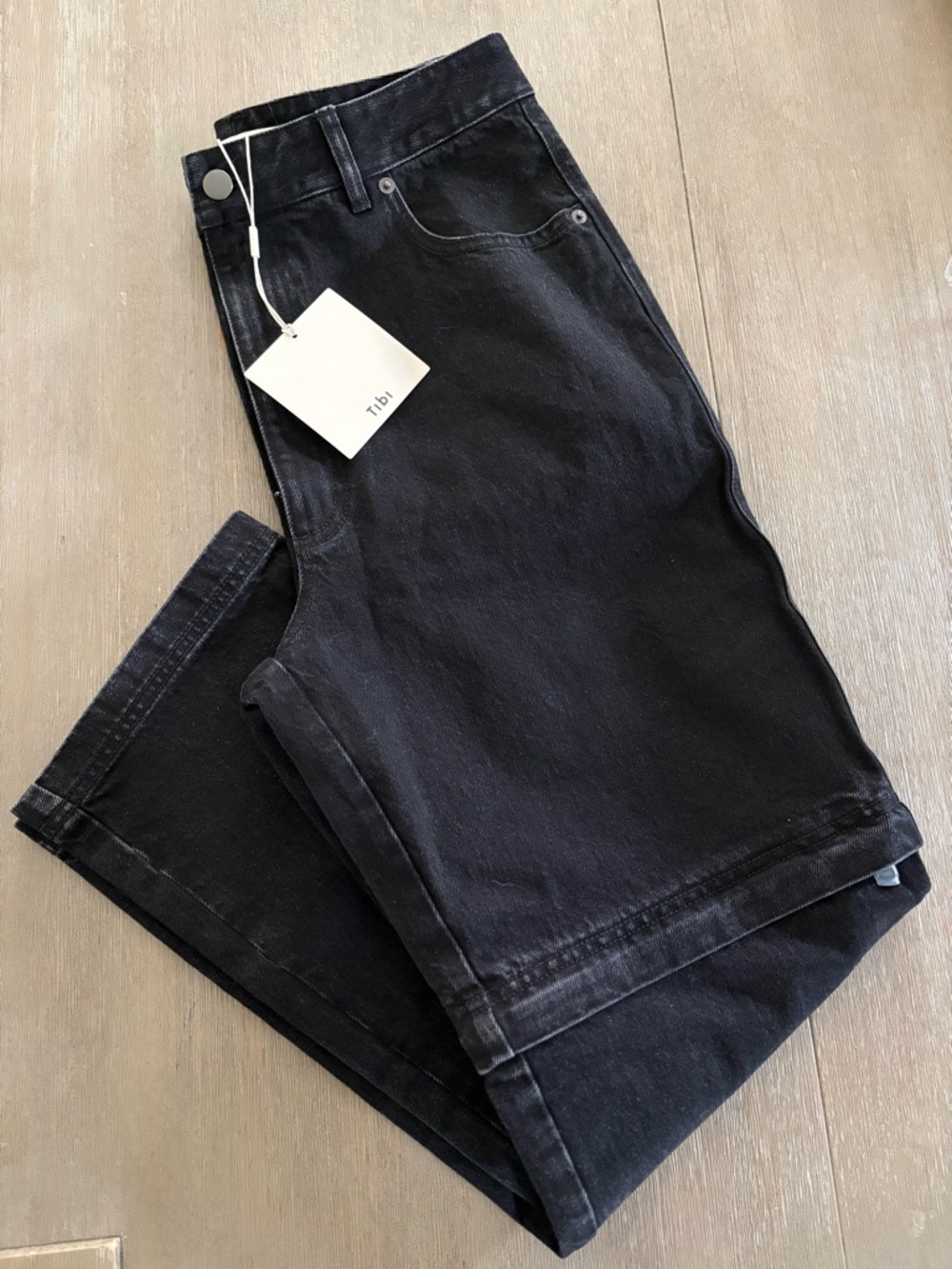 Tibi Women’s Black Denim Lars Convertible Zip Jean